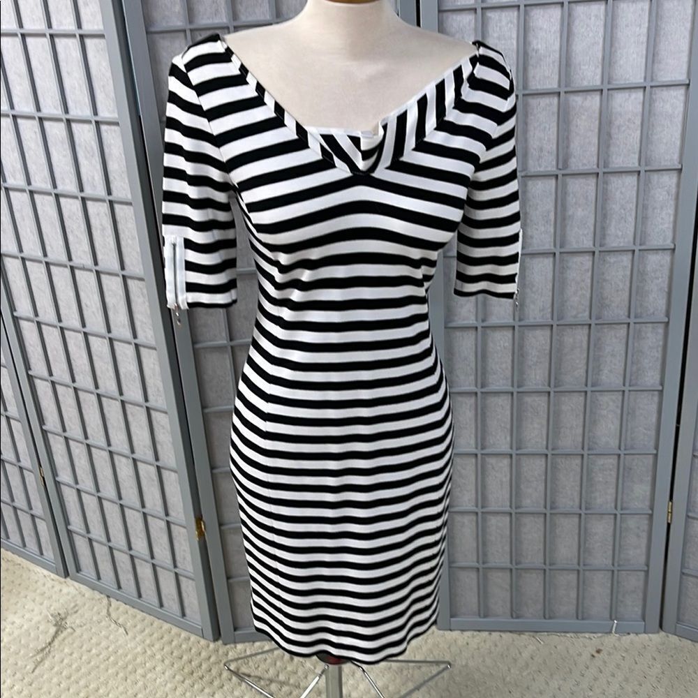 Banana Republic Black and White Striped Dress, Size 4